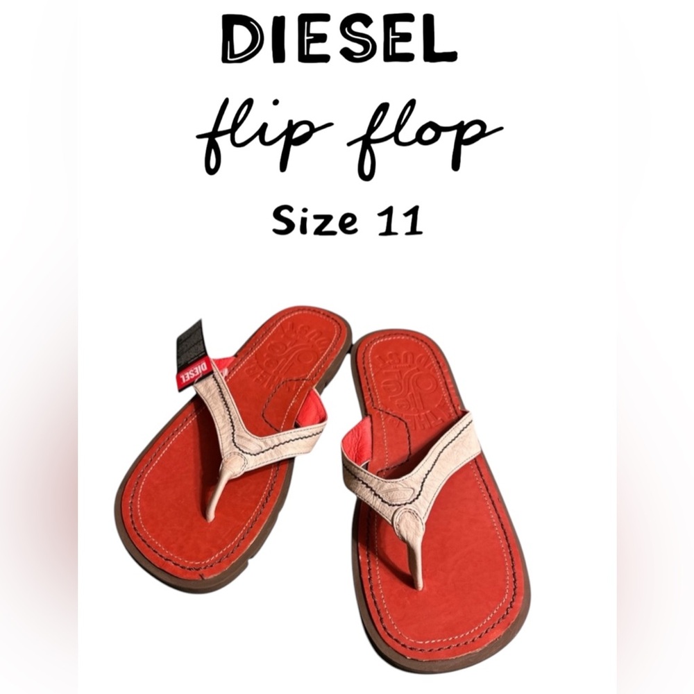 389. Men’s Diesel “Oscar” leather flip flops NWT size 11